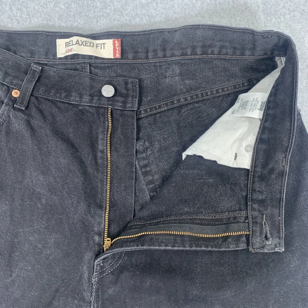 Vintage Levis 550 Relaxed Fit Jeans Mens 40x29 Black Tapered Leg Denim Whiskered